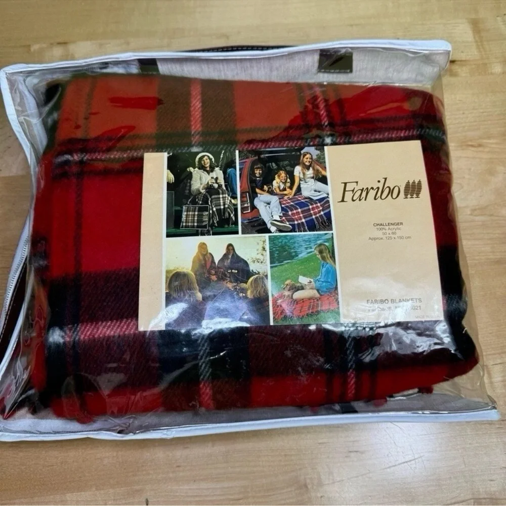 NEW Faribo vintage challenger plaid 50X60 blanket